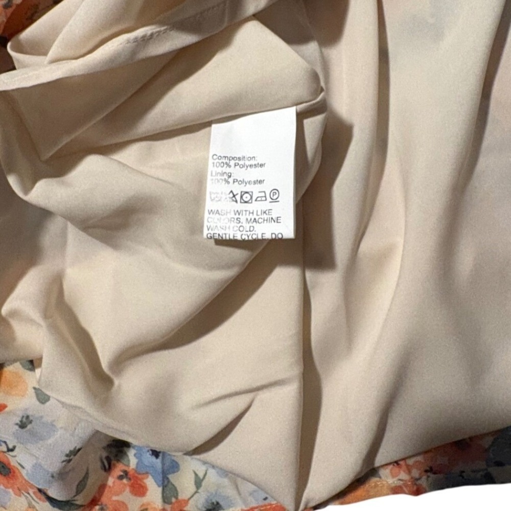 NWT Women M Floral Off The Shoulder Ruffle Mini Dress Orange Blue Easter Wedding - Picture 3 of 9